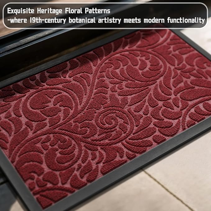 Yimobra Large Door Mat Outside Entrance 47x32, Waterproof Sturdy Outdoor Mats for Front Door, Heavy Duty Non-Slip Doormat for Garage Patio Entryway Indoor, Easy Clean, Red