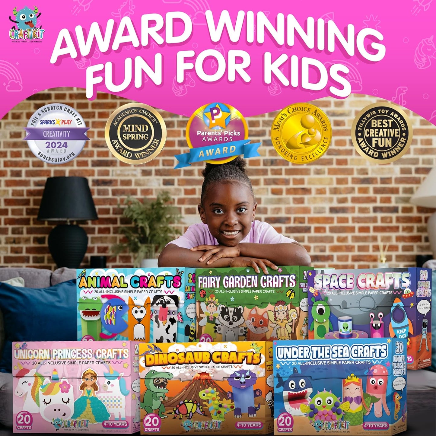 Craftikit® 20 Space Arts & Crafts for Kids - All-Inclusive Fun Toddler Craft Kit, Ages 3-10, Galaxy-Themed Activities