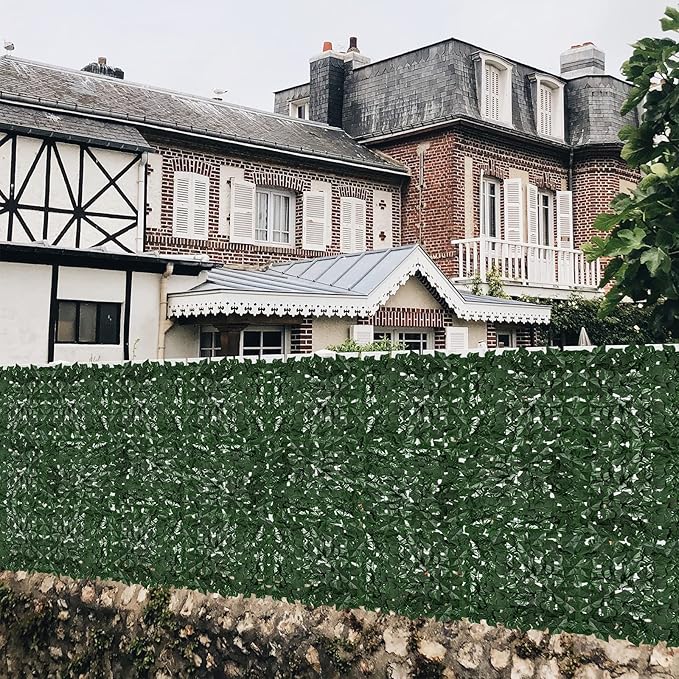 Faux Ivy Fence Privacy Screen Outdoor Expandable Artificial Greenery Roll Fake Hedge Wall Patio Green Plastic Leaf Plant Vine Grass Panels Gate Covering Garden Yard Balcony (157.5 X 39.4 in)