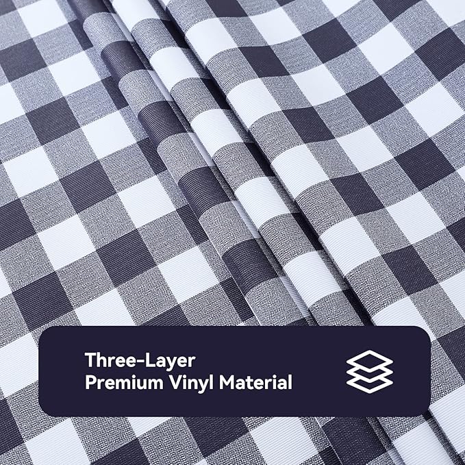 Romanstile Square Vinyl Tablecloth, 100% Waterproof Buffalo Gingham Plastic Table Cloth, Heavy Duty Wipeable Checkered Table Covers for Outdoor, Camping, Picnic, Patio - 60 x 60, Navy Blue