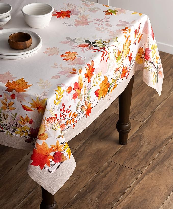 Maison d' Hermine Table Cloth Square Table 100% Cotton 60 x 60 Inches Fall Tablecloth Reusable Everyday Use for Thanksgiving Christmas Decorations Dining Farmhouse Party (Amarante)