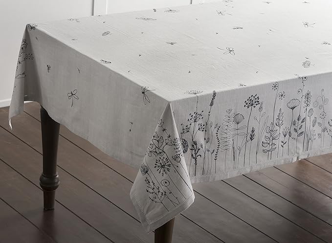 Maison d' Hermine Table Cloth Rectangle Table 100% Cotton 60 x 120 Inches Tablecloth Reusable Decorative Everyday Use for Dining Room, Farmhouse, Home, Party, Festive & Wedding Spring Summer - Flore