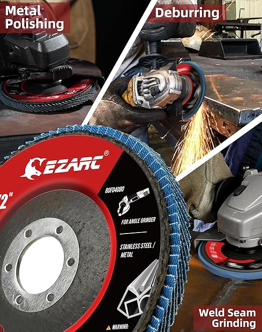EZARC Flap Discs 40 Grit, 4.5" x 7/8" High Density Jumbo Zirconia Flap Sanding Disc Type 29 for Sanding, Rust Removal, Finishing, Grinding, Deburring (12 Pack)