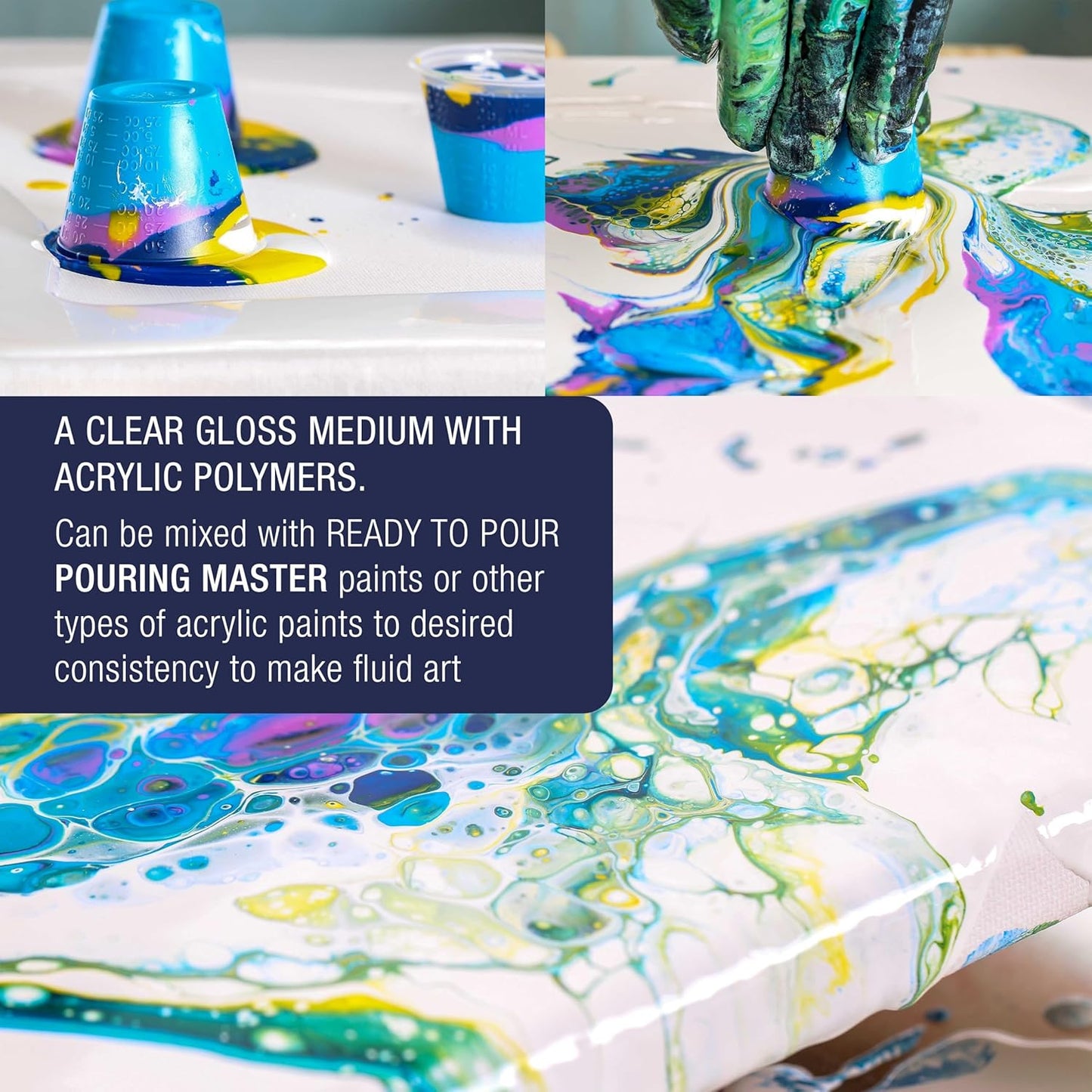U.S. Art Supply Professional Gloss Pouring Medium 16oz (Pint) - Improves Paint Flow & Cell Effects Creator, Viscosity Adjuster for Art Acrylic Painting