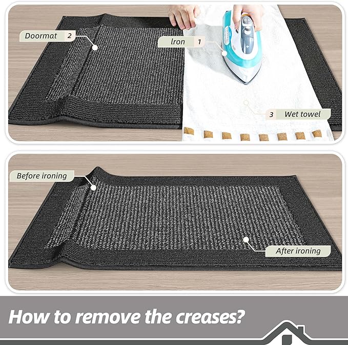 BEQHAUSE Indoor Door Mat 24" x 60", Dirt Trapper Door Mats Non-Slip Entryway Rugs Washable, Resist Dirt Absorbent Welcome Mat, Low Profile Floor Mats for Front Back Door and Entryway, Charcoal