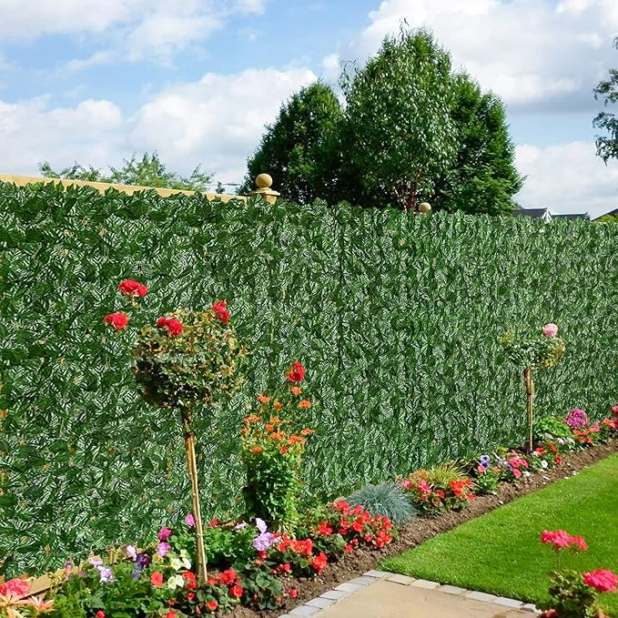 DearHouse Artificial Ivy Privacy Fence Wall Screen, 59x216.5inch Artificial Hedges Fence and Faux Ivy Vine Leaf Decoration for Outdoor Garden Decor