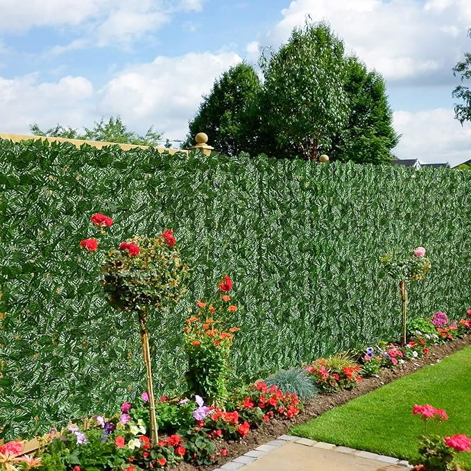 DearHouse Artificial Ivy Privacy Fence Wall Screen, 59x236.2inch Artificial Hedges Fence and Faux Ivy Vine Leaf Decoration for Outdoor Garden Decor