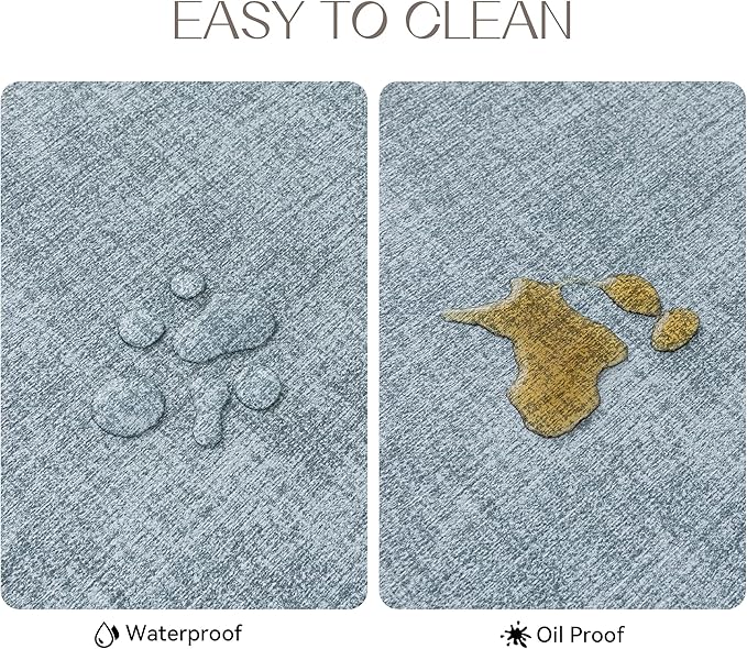 Romanstile Vinyl Placemats Set of 12-12 X 17 Inch - Heat Resistant Place Mats 100% Waterproof Oilproof Wipeable Reversible Faux Leather Table Mats for Kitchen, Dining, Party, Outdoor, Sky Blue