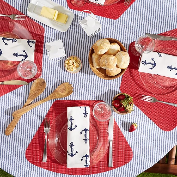 DII PVC Tabletop Collection Woven Indoor/Outdoor, Wedge Placemat Set, Tango Red, 6 Piece