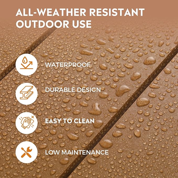 Costaelm Patio Bistro Table, 37" Counter Height Round Patio Cocktail Bar Table with Umbrella Hole, Outdoor Bistro Dining Pub Table for Front Porch Deck Backyard Garden, Teak
