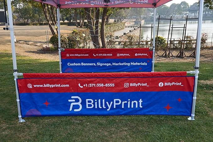 Custom Half Wall for 10' x 10' Canopy Pop-Up Tent for Tradeshows, Featuring Your Logo (Only 1 Half Wall, Excluding Canopy Tent on Front Picture)