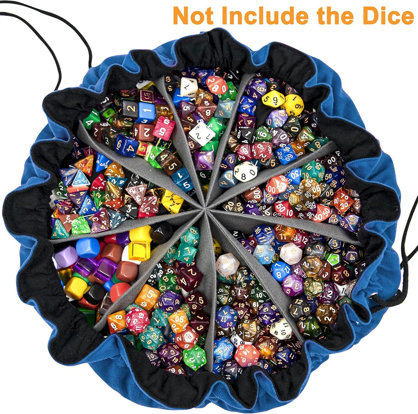 SIQUK Large Dice Bag with Pockets Big Capacity Dice Bag Drawstring Dice Pouch DND Dice Storage Bag for RPG MTG Table Games, Hold Over 300 Dice, Dark Blue