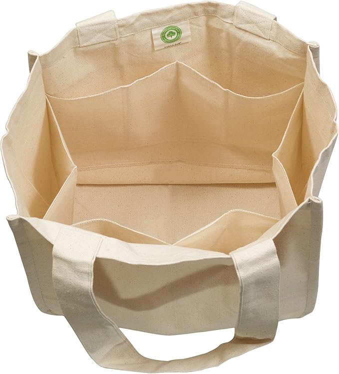 Best Canvas Grocery Shopping Bags with Handles and Bottle Sleeves - Organic Cotton, Washable and Eco-friendly Cloth Grocery Totes - Reusable Shopping Grocery Bags (3 Bags)