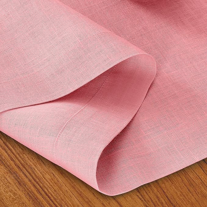 D'Moksha Homes Linen Dusty Pink Table Runner 120 Inches Long - 100% Pure Linen Dining Table Runner 14 x 120 Inch for Valentines, Holiday - Machine Washable