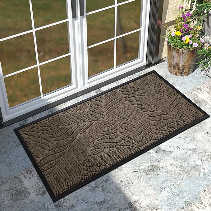 Yimobra 47x24 Large Door Mat Outdoor Indoor, All-Season Waterproof Door Mat Outside Entrance, All-Weather Non-Slip Outside Doormat for Garage Patio Entryway, Brown