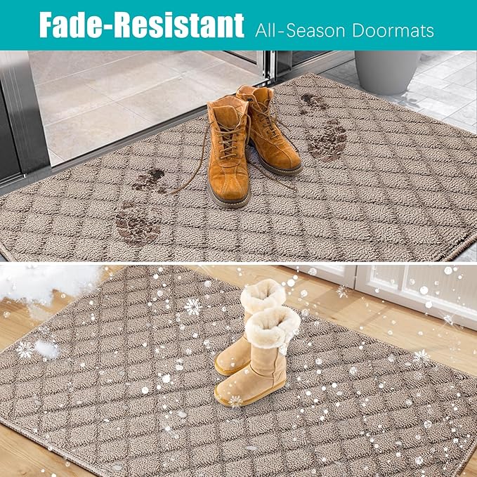 Azadx 2'x3' Front Entryway Door Mat Non Slip Indoor Door mats Washable Entry Mats Welcome Doormat Dirt Trapper for House Entry Low Profile Doormat Indoor Entrance Mat