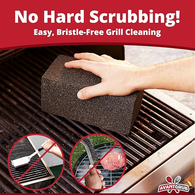 Commercial Grade Grill Cleaning Brick Bulk 12 Pack by Avant Grub. Pumice Stone Cleaner Tool Cleans and Sanitizes Restaurant Flat Top Grills or Griddles Effectively Without Harsh Chemicals or Abrasives