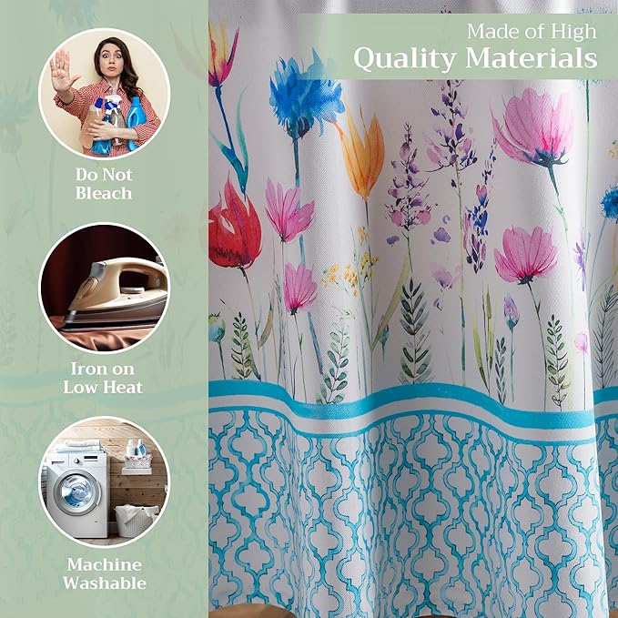 Maison d' Hermine Table Cloth Round Table 100% Cotton 63 Inches Tablecloth Reusable Decorative for Dining Room, Farmhouse, Home, Party, Festive & Wedding Spring Summer - Flower in The Field