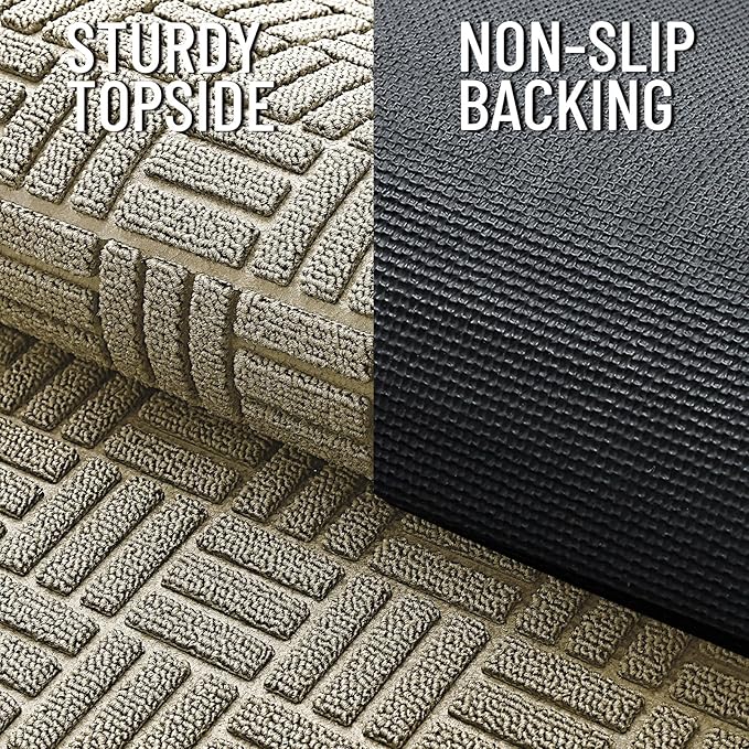 OLANLY Front Door Mat Outside Entrance 47x32, Absorbent, Heavy Duty Sturdy Natural Rubber Doormat Indoor Outdoor, Stain and Fade Resistant, Non-Slip Backing Low Profile Floor Mat for Entryway, Beige