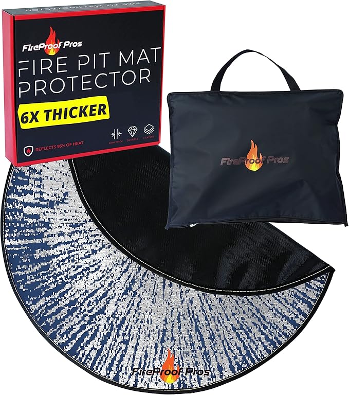 40" Blue Color Design fire mat for Under firepit. Heat Retardant Pattern That insulates Heat and Protects from Falling Embers. Heat Insulation Flame Protection