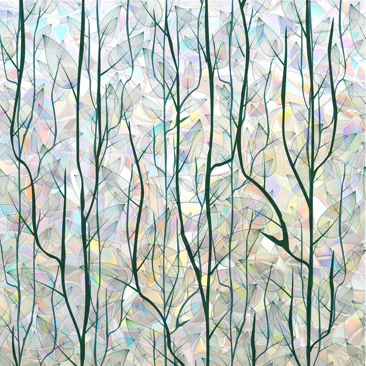 DKTIE Nature Pattern Rainbow Window Film Decorative Stained Glass Window Film Static Cling Films Easy Apply Removable Comes with Tools (U1747-rainbow, 17.7" x 118.1")