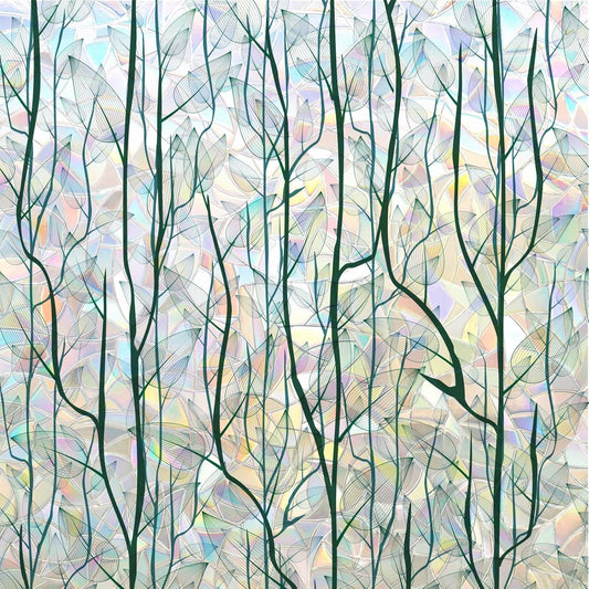 DKTIE Nature Pattern Rainbow Window Film Decorative Stained Glass Window Film Static Cling Films Easy Apply Removable Comes with Tools (U1747-rainbow, 35.4" x 78.7")