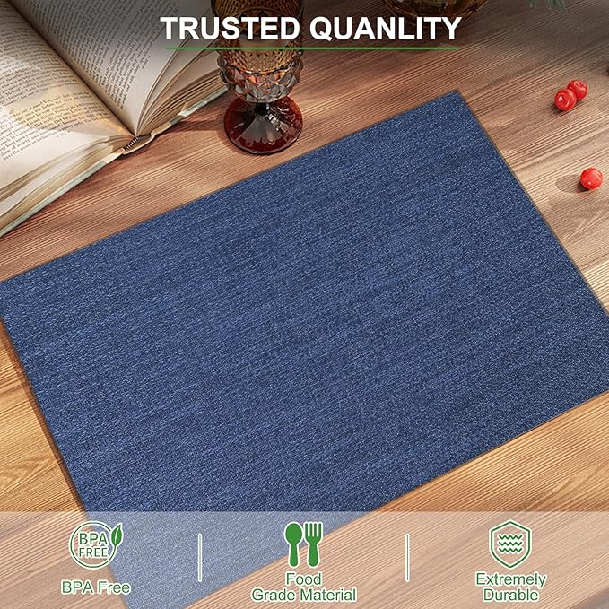 BETEAM Placemats Set of 8, Woven Vinyl Placemat for Dining Table Washable Wipeable Kitchen Place Mats Durable Indoor Outdoor Table Mats