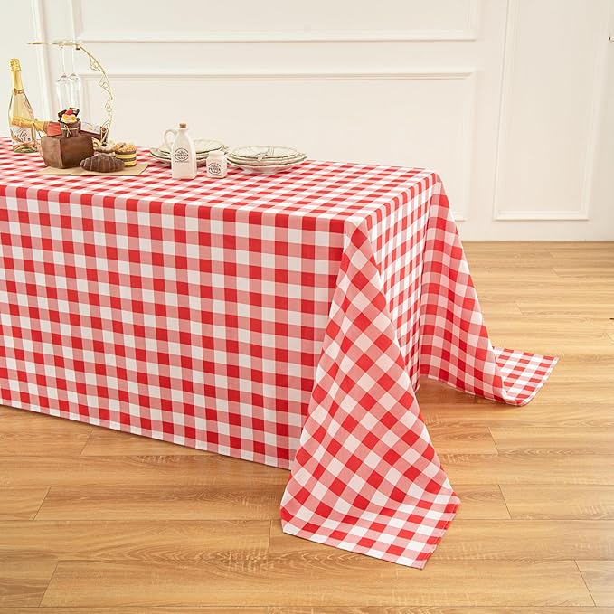 Classic Gingham Buffalo Tablecloth Fabric - Oblong 90x132 Inch Water Proof Checkered Table Cloth for Indoor Outdoor - Table Cover for Birthday, Picnics, BBQs, and Parties