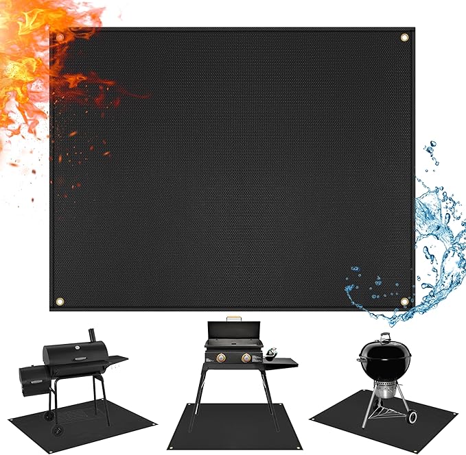 Grill Mats for Outdoor Grills - Fireproof Fire Pit Mat for Outdoor Deck Protector for Fire Pit, Gas, Charcoal Grills, Oil-proof and Waterproof Accessories Compatible with Solo Stove, 48 x 36 in
