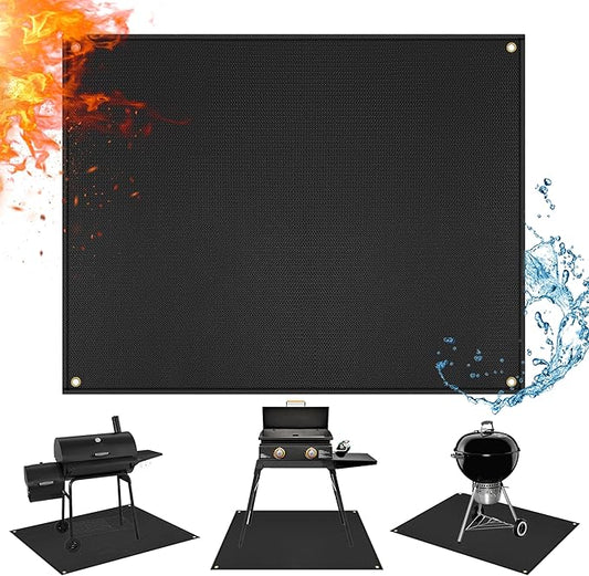 Grill Mats for Outdoor Grills - Fireproof Fire Pit Mat for Outdoor Deck Protector for Fire Pit, Gas, Charcoal Grills, Oil-proof and Waterproof Accessories Compatible with Solo Stove, 48 x 36 in