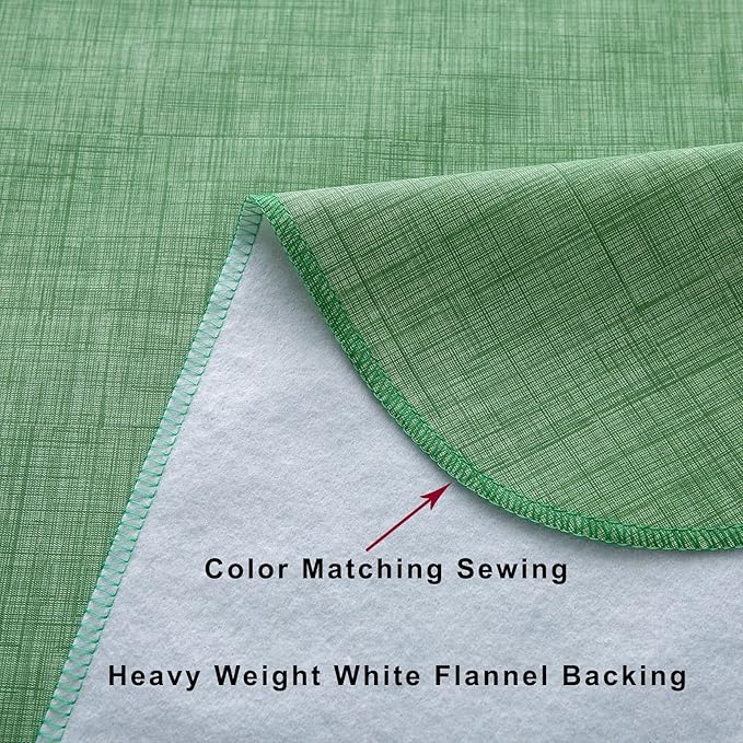 LIBERECOO Vinyl Tablecloth with Flannel Backing, Grass Green, Waterproof, Stain-Resistant, Easy-Clean Table Cover for Holiday, Dining, Kitchen, and Outdoor Use, 60" x 120" Rectangle