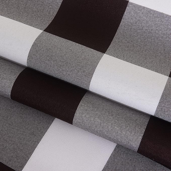 Cupuamon 2 Pack Waterproof Polyester Fabic Rectangle Checkered Tablecloth，60x120 Outdoor Table Cloth，Oil Stain Prevention Table Cloth for Pinics and Parties（Black and White）