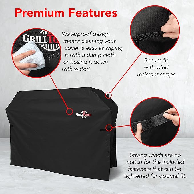 Heavy Duty BBQ Grill Cover for Outdoor Grill, 60 Inch – Waterproof, Weather Resistant, UV & Fade Resistant with Adjustable Straps – Gas Grill Cover for Weber, Charbroil