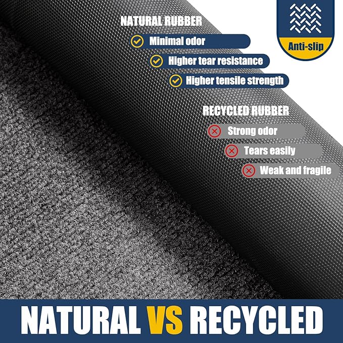 Extra Large Front Door Mat Outside Entrance Indoor Doormat, 71" x 24" Outdoor Mats for Patio Waterproof, Outdoor Door Mats for Outside Entry, Indoor Rugs for Entryway, Sturdy Natural Rubber, Grey
