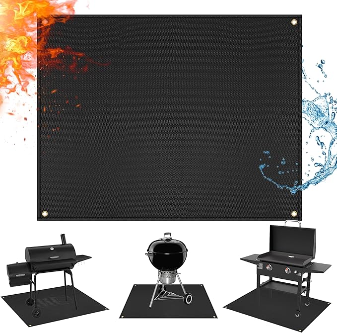 Grill Mats for Outdoor Grill - Fireproof BBQ Matt for Under grill, Gas Grills to Protect Patio and Deck, Oil-proof Griddle Accessories Compatible with Blackstone, Weber, Royal Gourmet, 65 x 48 in