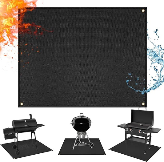 Grill Mats for Outdoor Grill - Fireproof BBQ Matt for Under grill, Gas Grills to Protect Patio and Deck, Oil-proof Griddle Accessories Compatible with Blackstone, Weber, Royal Gourmet, 65 x 48 in