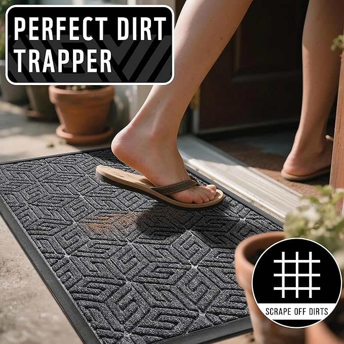 Yimobra Large Door Mat 47x32, All-Weather Waterproof Outdoor Mats for Front Door, Non Slip Rubber Doormat for Patio Proch Outside Entryway Indoor, Mix Grey