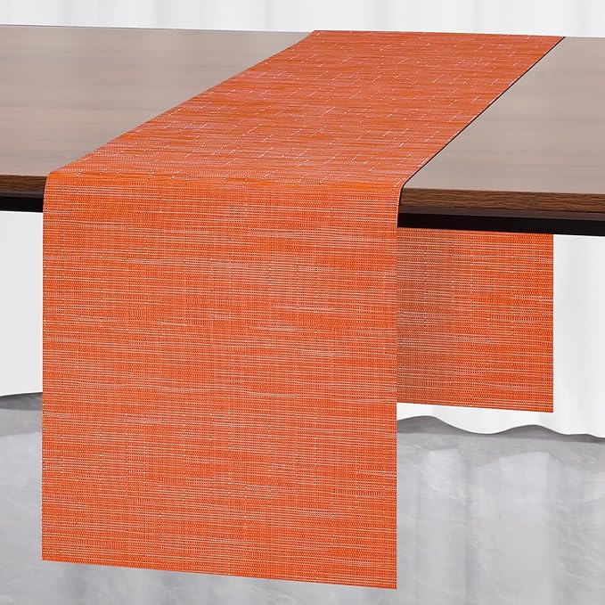 Myir JUN Table Runner, Vinyl Table Runner Indoor 72 Inch Long Arbitrarily Cropped Runner for Table Heatproof for Home Party (Orange, 12 x 72 inch)