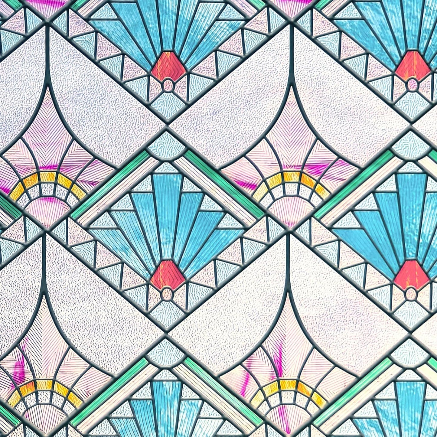 3D Stained Glass Window Film, Decorative Window Privacy Film for Bathroom,Front Door,Home, Sun Blocking Heat Control,Static Cling,23.6inch x 35.4inch Refractive Narrative