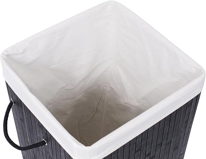 BIRDROCK HOME Square Laundry Hamper with Lid and Cloth Liner, Medium Basket with Soft Handles, Durable Collapsible Fabric Bin for Clothes,Towels, Dorm, Narrow Closet, Bedroom, Dirty Laundry - Espresso