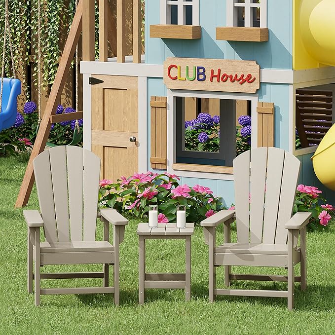 Costaelm Kids Outdoor Side Table, Small Patio HDPE Adirondack Square Table, Porch End Table for Outside Pool Garden, Sand