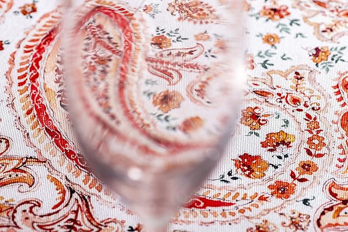 Maison d' Hermine Table Cloth Round Table 100% Cotton 69 Inches Fall Tablecloth Reusable Everyday Use for Thanksgiving Christmas Decorations Dining Farmhouse Party (Orient)