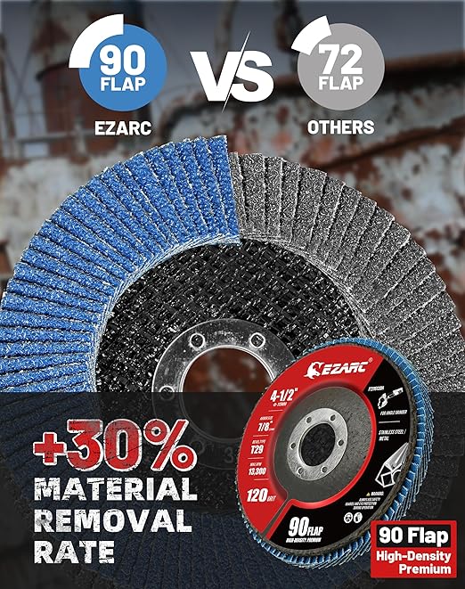 EZARC Flap Discs 120 Grit, 4.5" x 7/8" High Density Jumbo Zirconia Flap Sanding Disc Type 29 for Sanding, Rust Removal, Finishing, Grinding, Deburring (12 Pack)