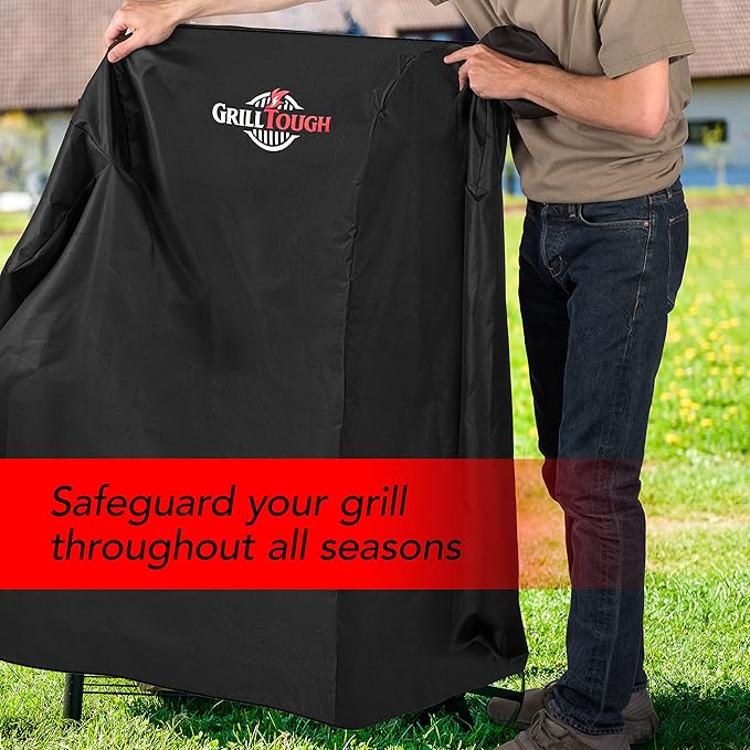 Heavy Duty Smoker Cover, 40 Inch – Waterproof, Weather Resistant, UV & Fade Resistant with Adjustable Straps – BBQ Cover for Flat Grill, Black