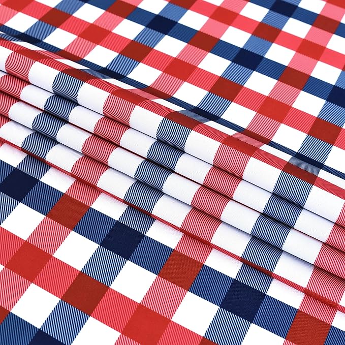 Waterproof Plaid Tablecloth Fabric - Square 58x58 Inch Classic Gingham Checker Table Cloth for Indoor/Outdoor Use - Buffalo Table Cover for Picnics, BBQs, and Parties