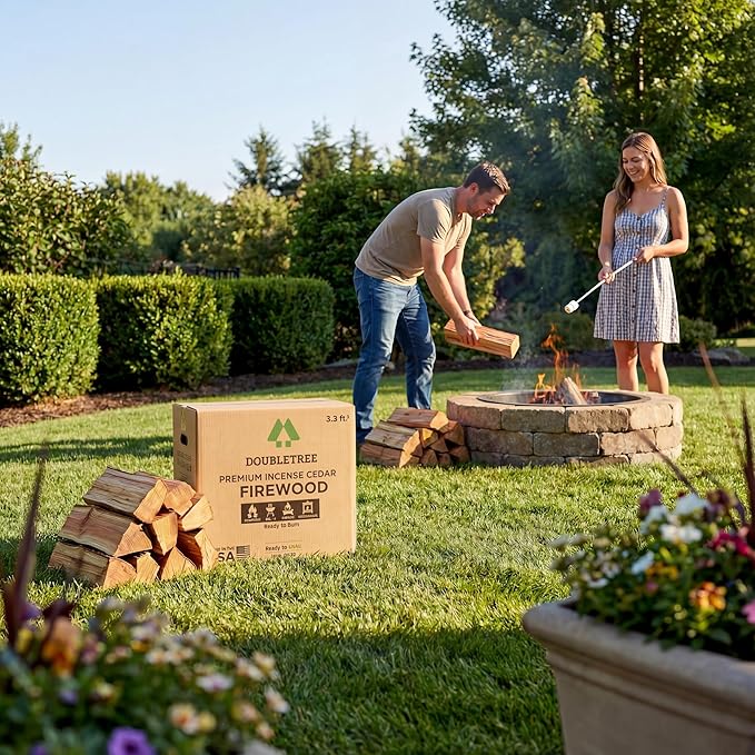 Double Tree - Kiln Dried Premium Incense Cedar Firewood (16inch Logs) (Includes Firestarter) (X Large 3.3 Cubic ft for Fireplace,Campfire,Wood Stove, Fire Pit, Split Wood Solo Stove or Breeo)