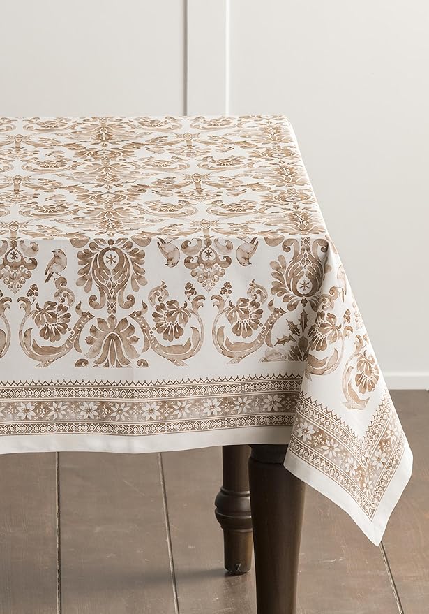 Maison d' Hermine Table Cloth Rectangle Table 100% Cotton 60 x 108 Inches Fall Tablecloth Reusable Everyday Use for Thanksgiving Christmas Decorations Dining Farmhouse Party (Allure)