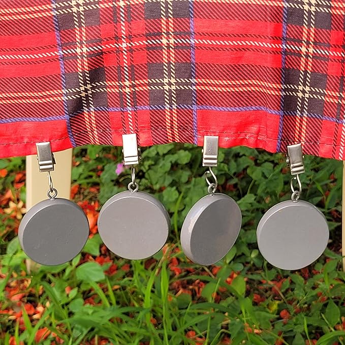 TwoFish Home Set of 4 Gray Round Pendant Resin Tablecloth Weights Clips Gray Round Pendant Handicraft Tablecloth Clamps Pack of 4