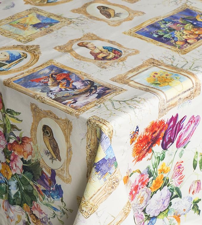 Maison d' Hermine Table Cloth Square Table 100% Cotton 60 x 60 Inches Tablecloth Reusable Decorative Everyday Use for Dining Room, Farmhouse, Home, Party, Festive & Wedding Spring Summer - Masterpiece