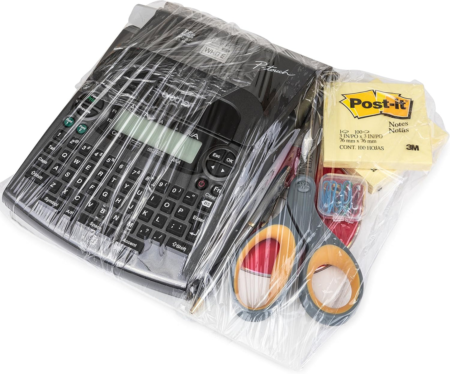 (R) Stretch Wrap 5" x 1000' Roll With Handle, 80 Gauge Extra Thick Durable Self-Adhering Plastic Wrap for Moving, Packing Wrap Industrial Strength, Clear Plastic Pallet Shrink (4 Pack)